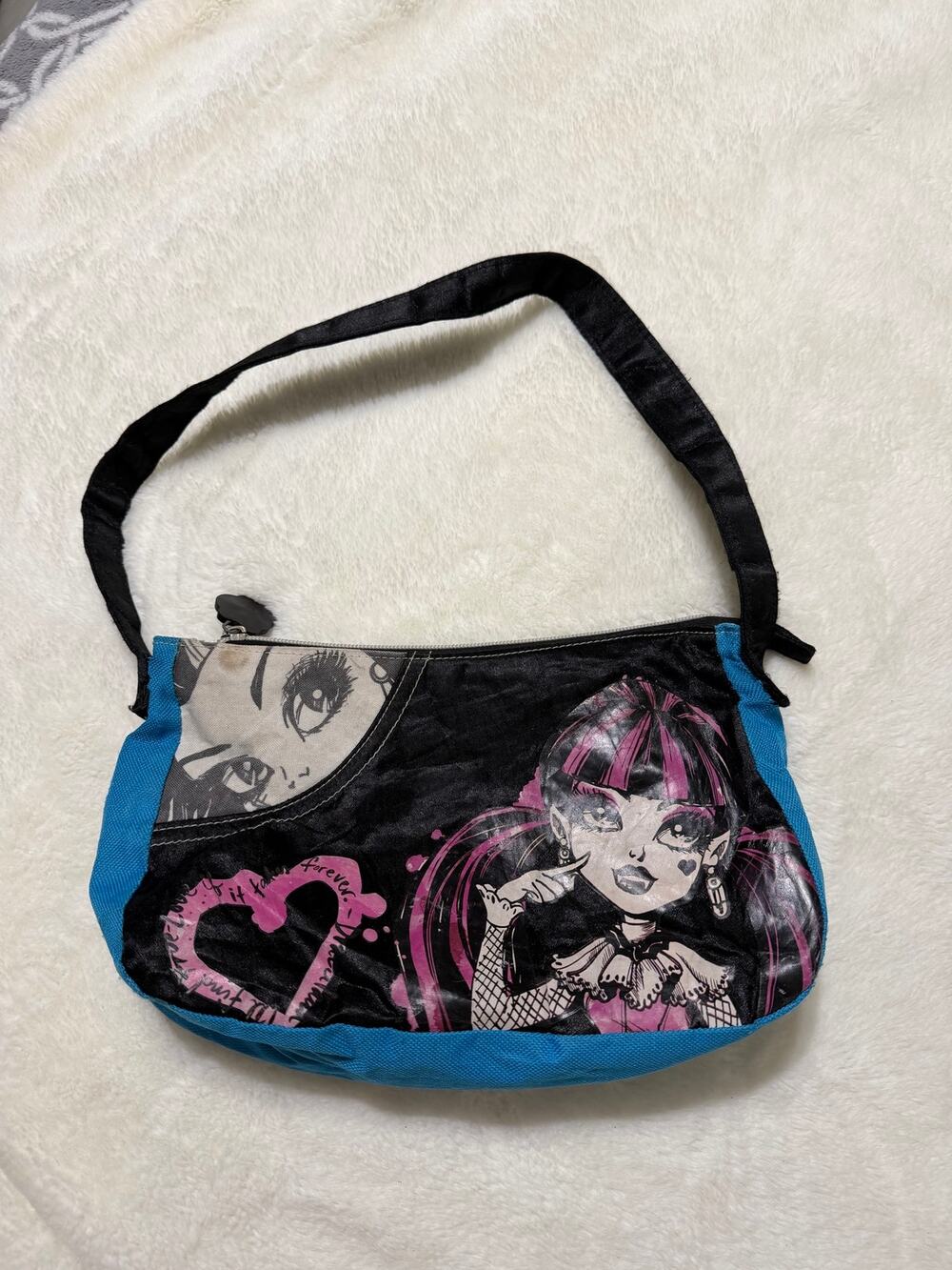 Monster High Draculaura Shoulder Bag Purse Blue Black Pink Skullette Goth